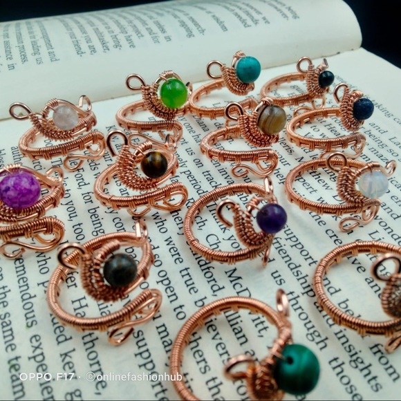 Ring handmade copper different stone different style - Picture 3 of 7
